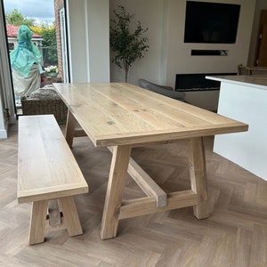 Boscobel - Solid Oak Trestle Dining Table - Thick Legs - Etsy UK