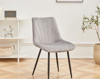 Masterplank Charlton Dining chair - Light grey Velvet fabric