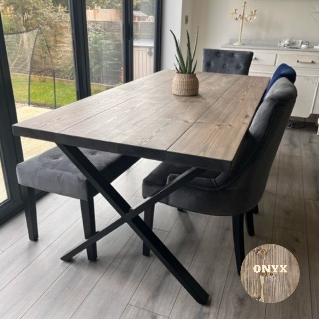 Rustic Dining Table and Bench Chairs X Cross Leg Frame Etsy