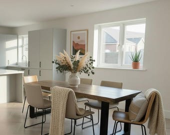 Chunky Thick Solid Oak Dining table and bench