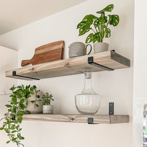 Set of two rustic shelves-  Seated Brackets.