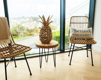 Rattan Dining Chairs - Woven rope Dining Chairs - Black Metal Legs - Masterplank
