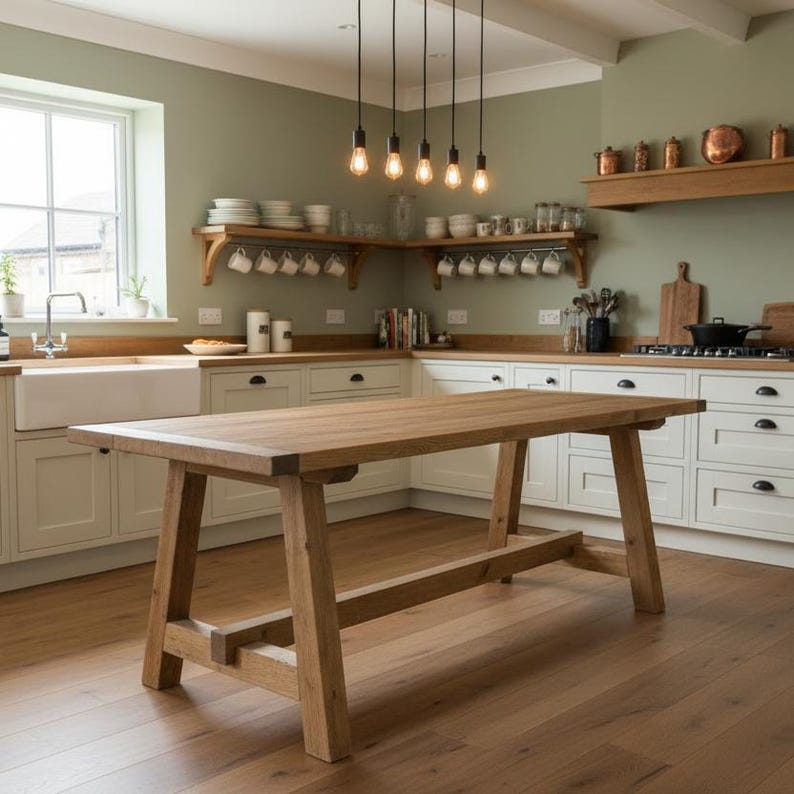 Rustic Pine Trestle Dining Table - Etsy UK