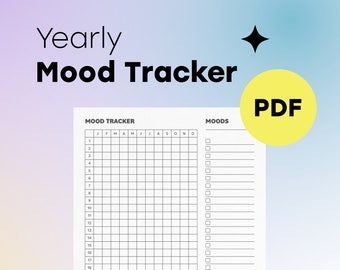 Yearly Mood Tracker | Mood journal | Printable tracker, Digital tracker | Vertical A4, Letter, iPad | Minimalist template | Goodnotes | PDF