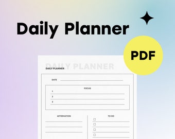 Daily Planner | Vertical A4, Letter, iPad | Printable template, Digital planner | Minimalist template | Goodnotes | PDF Blank, Fillable