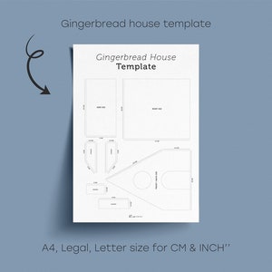 Gingerbread House Template Planner DIY Printable, Digital Vertical A4, B5, Letter, Legal, iPad size Christmas New Year DIY Stencil image 2