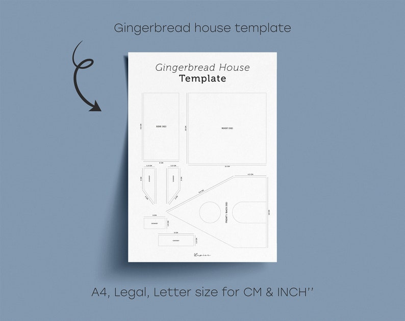 Gingerbread House Template Planner DIY Printable, Digital Vertical A4, B5, Letter, Legal, iPad size Christmas New Year DIY Stencil image 2