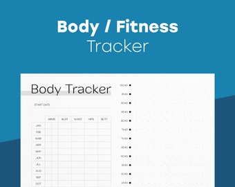 Body Fitness Tracker | Weight loss journal | Printable tracker, Digital tracker | Horizontal A4, B5, Letter, iPad size | Minimalist design