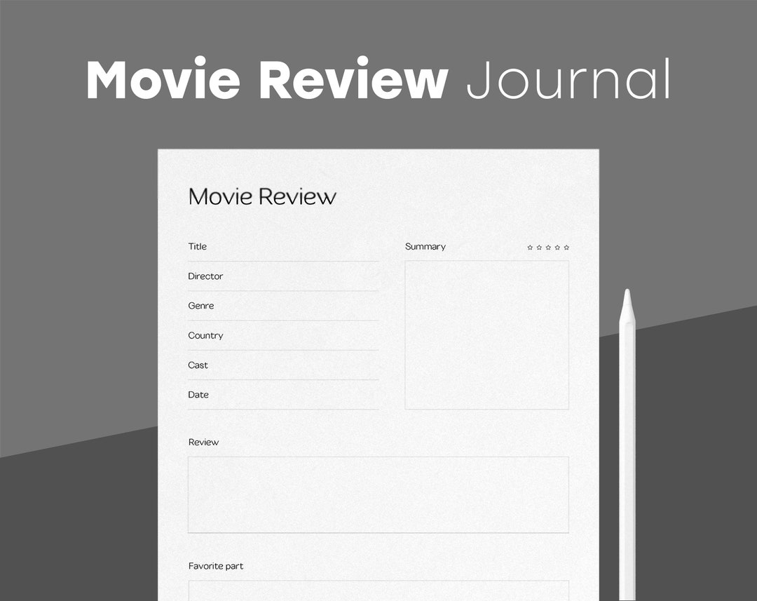 Movie Review Journal Movie Tracker Printable Journal Etsy