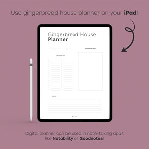 Gingerbread House Template Planner DIY Printable, Digital Vertical A4, B5, Letter, Legal, iPad size Christmas New Year DIY Stencil image 4
