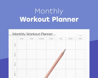 Monthly Workout Planner | Workout journal | Printable planner, Digital planner | Horizontal A4, B5, Letter, iPad size | Minimalist design