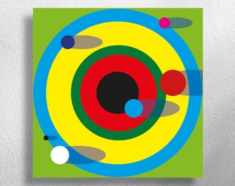 POP ART PLANETS (40 x 40 cm), square mural for kitchen, living room, office, conference room and hallway.