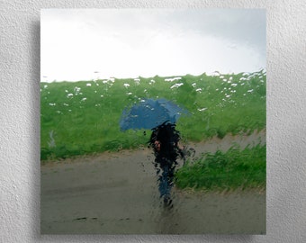 REGEN-MANN (40 x 40 cm), square wall photo for living room, kitchen, office, conference room and hallway.