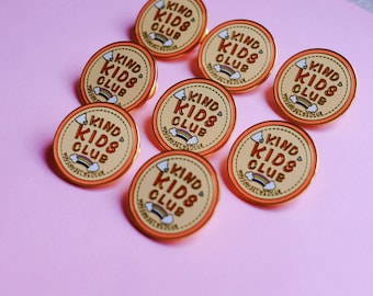 Kind kids club logo hard enamel pin spread kindness