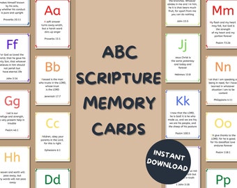 ABC Scripture Memory Cards, ABC Flash Cards, Flash Cards, Scripture Cards, Scripture Memory