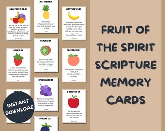 Fruit of the Spirit Scripture Memory, Fruit of the Spirit Flash Cards, Flash Cards, Scripture Cards, Scripture Memory, Bible Memory for Kids