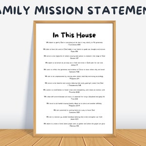 Family Mission Statement Printable, Family Values Sign, Christian Family Values Print, In This House Sign