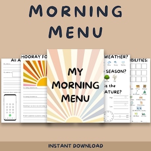 Morning Menu, Morning Menu Pages, Morning Time, Prewriting Pages, Circle Time, Morning Basket, Homeschool Menu Pages, Calendar Pages
