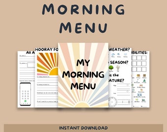 Morning Menu, Morning Menu Pages, Morning Time, Prewriting Pages, Circle Time, Morning Basket, Homeschool Menu Pages, Calendar Pages