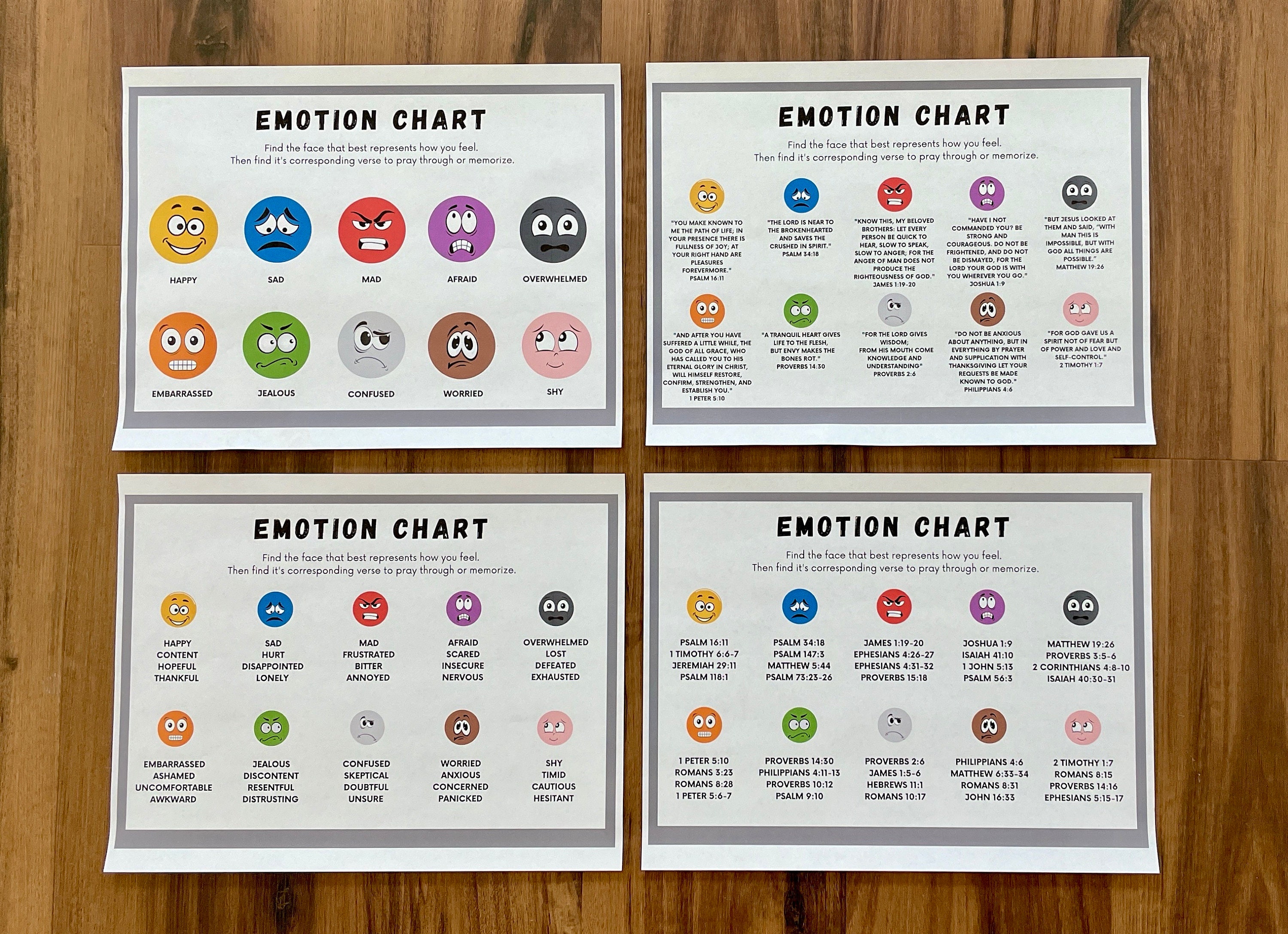 Emotion Chart Feelings Chart Emotion List Emotions for - Etsy Canada
