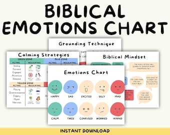 Biblical Emotions Chart | Christian Feelings Chart | Calm Corner Printable | Bible Verses for Kids | Christian Classroom Decor