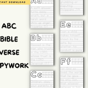 ABC Bible Verse Copywork | Alphabet Bible Handwriting Practice | Christian Homeschool Printable | Scripture Writing | Alphabet Bible Verses