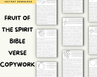 Fruit of the Spirit Bible Verse Copywork | Fruit of the Spirit Tracing | Christian Handwriting Practice | Homeschool Bible Writing