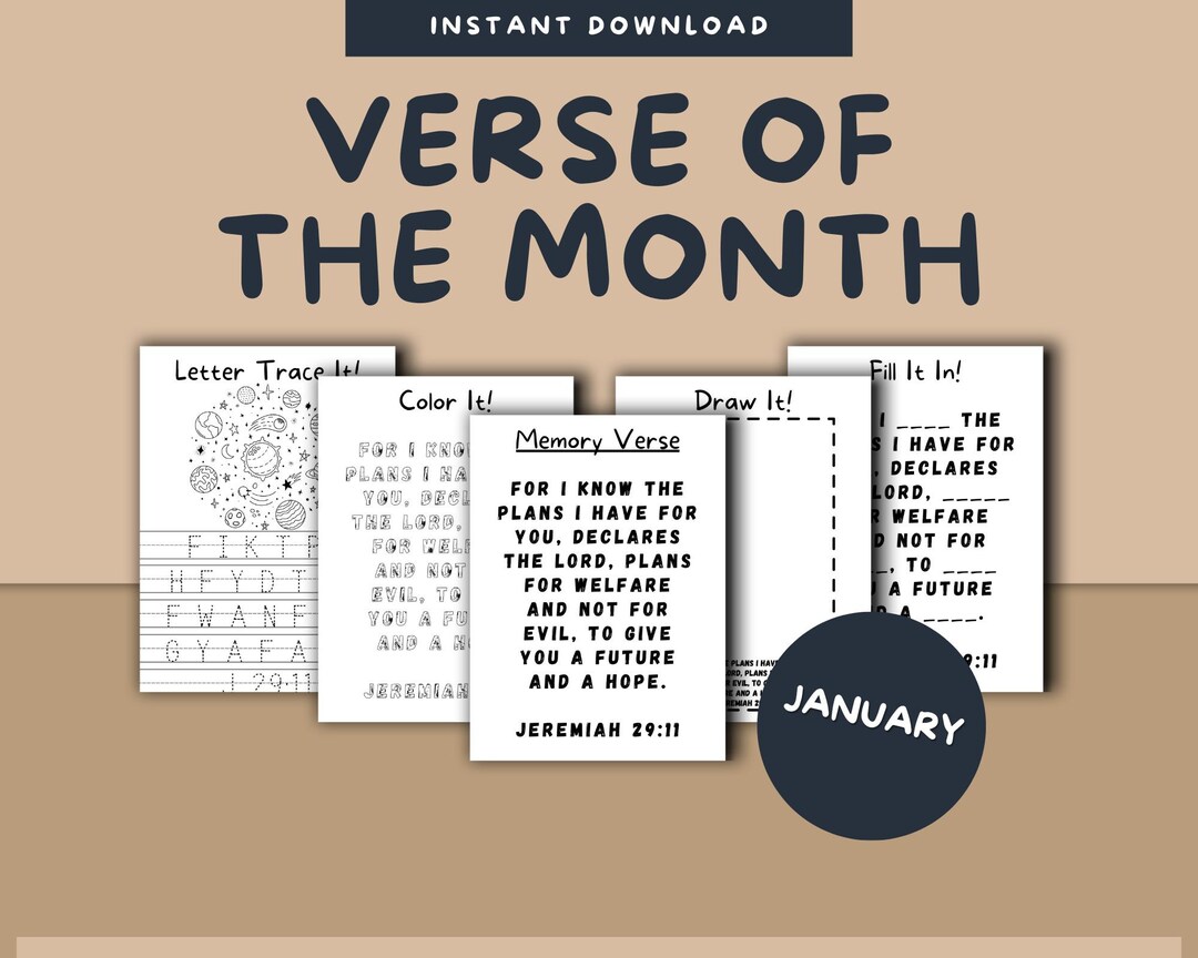 Verse of the Month January, Scripture Tracing Pages, Bible Verse ...