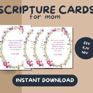 Cartões de Escrituras para Mãe DOWNLOAD, Cartões de Escrituras, Memória de Escrituras, Versículos de Salmos
