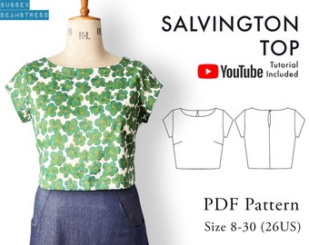 Salvington Women&#39;s Top PDF Sewing Pattern + Tutorial Video - Digital Pattern - Sizes 8-30