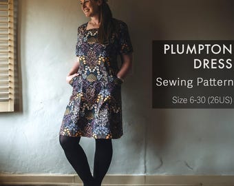 Plumpton Dress Sewing Pattern: Loose Fit with Big Pockets (Sizes 6-30)