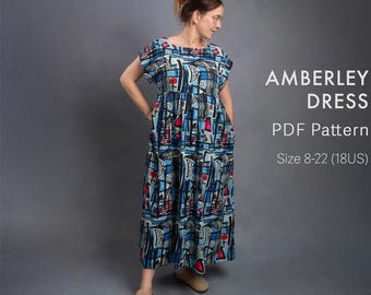Amberley Dress PDF Sewing Pattern + Tutorial Video - Easy Beginner Digital Pattern - Sizes 8-22