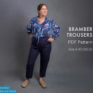 High Rise Cargo Pants Sewing Pattern: Bramber Loose Fit Trousers (PDF Pattern)