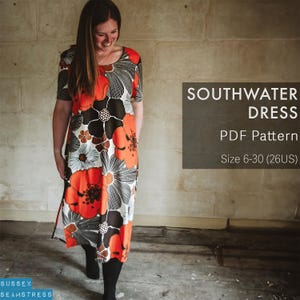 Southwater Shift Dress PDF Sewing Pattern + Tutorial Video - Easy Beginner Digital Pattern - Size 6-30
