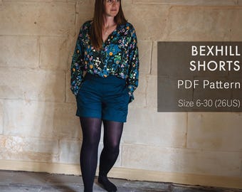 Bexhill Womens Shorts PDF Sewing Pattern with Pockets - Summer Shorts Pattern - Digital - Sizes 6-30
