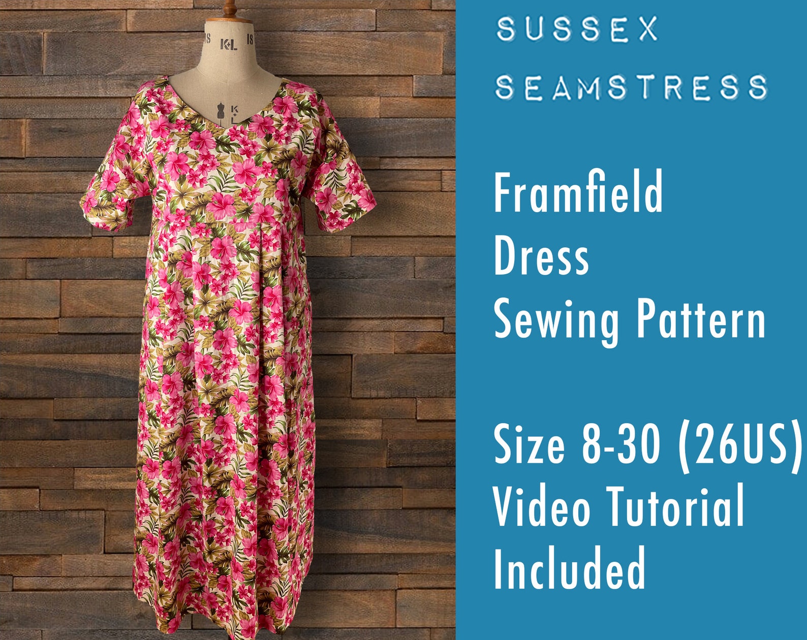 Framfield V Neck Dress With Pockets Sewing Pattern - Etsy UK