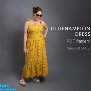 Littlehampton Summer Dress PDF Sewing Pattern + Tutorial Video - Shirred Back, Digital Pattern - Sizes 8-30