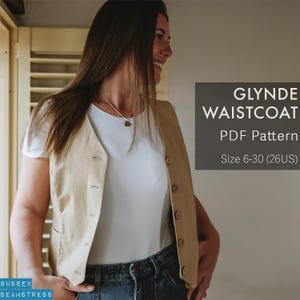 Glynde Womens Waistcoat / Vest PDF Sewing Pattern + Tutorial Video - Fully Lined - Sizes 6-30