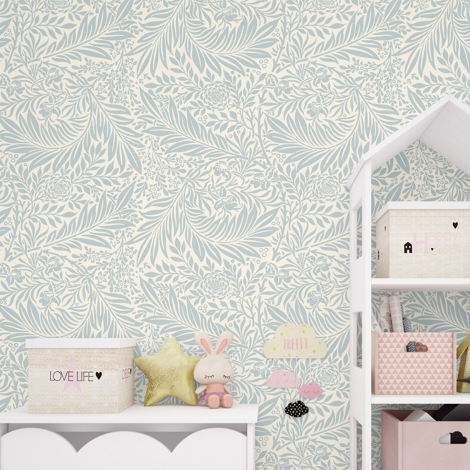 William Morris Blue Floral Removable Peel and Stick Wallpaper | Etsy