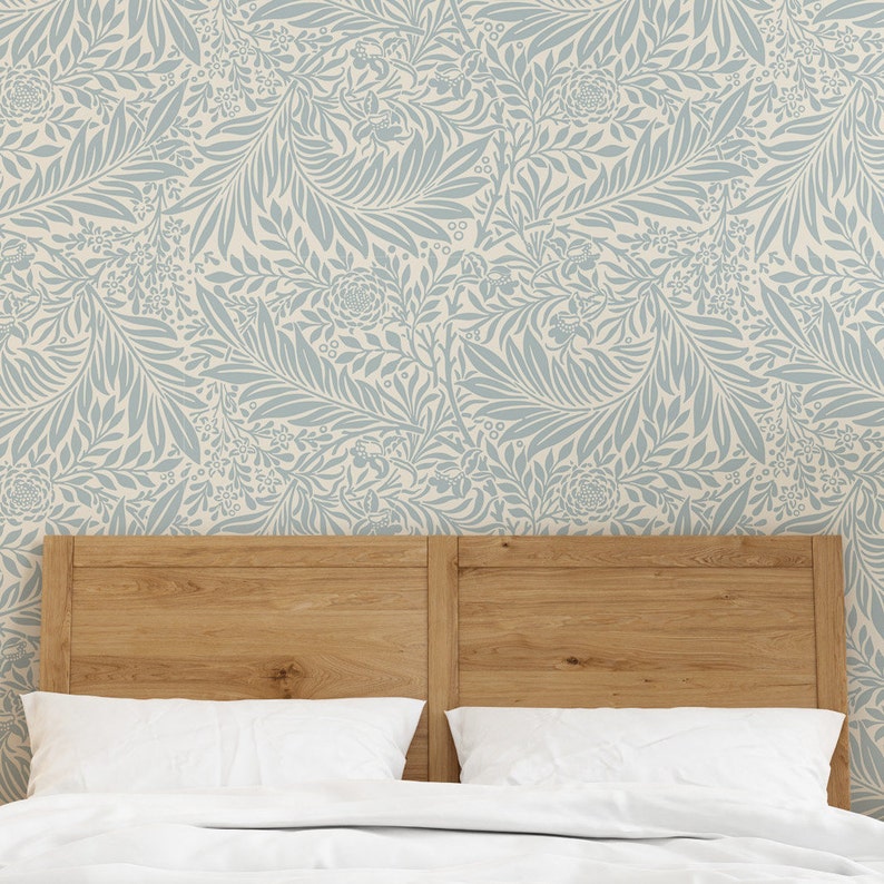 William Morris Blue Floral Removable Peel and Stick Wallpaper | Etsy