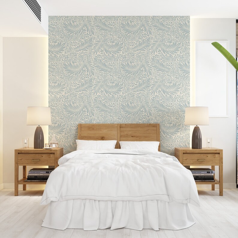 William Morris Blue Floral Removable Peel and Stick Wallpaper Etsy