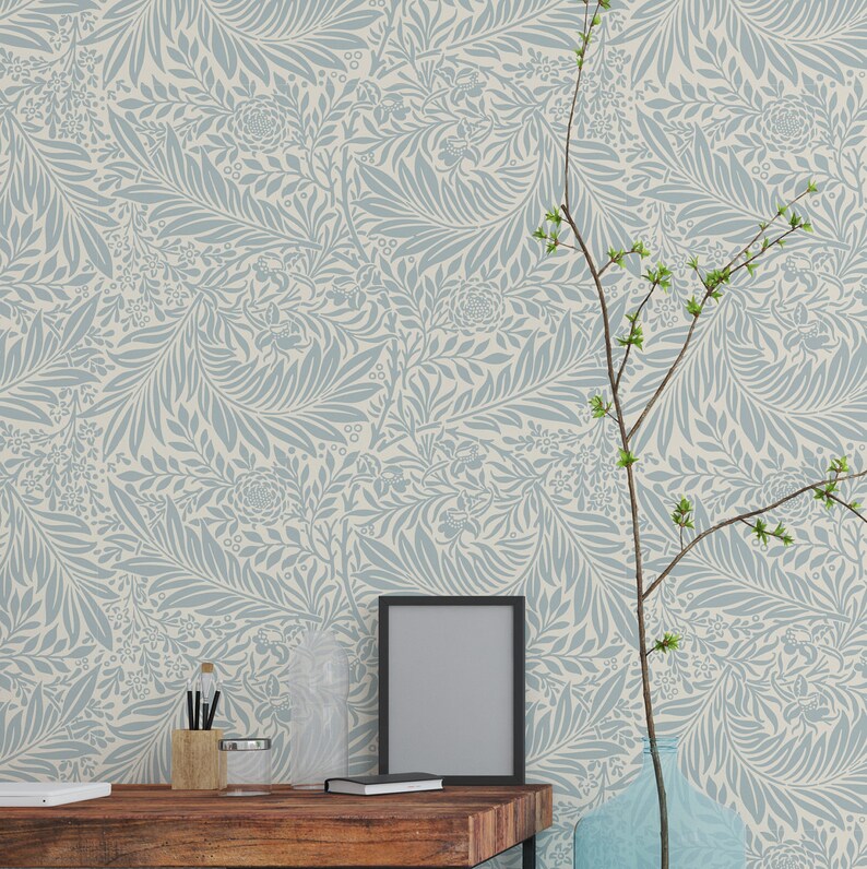 William Morris Blue Floral Removable Peel and Stick Wallpaper | Etsy