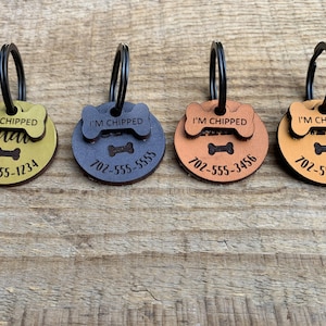 Personalized Dog Tag, Dog Tag, Leather Pet Tag, Pet ID Tag, Leather Dog Tag, Pet Name Tag, Cat ID Tag, Pet Collars & Leashes, Pet Jewelry