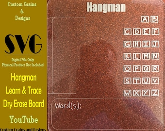 Hangman aprender y rastrear SVG secóció la placa SVG archivo digital solamente