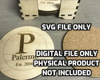 Coasters & Holder SVG Digital File Only