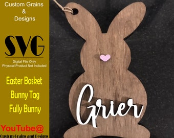 Cesta de Pascua etiqueta full bunny corazón nariz SVG archivo digital solamente