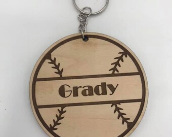 Etiquetas personalizadas de nombre de béisbol personalizadas / láser grabado en madera de 1/4"