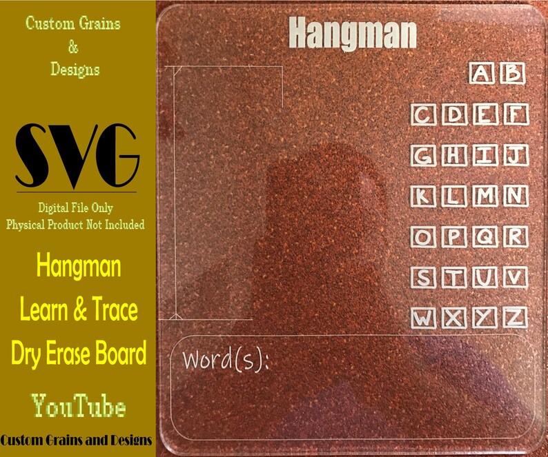 Hangman Learn and Trace SVG Dry Erase Board SVG Digital File Etsy