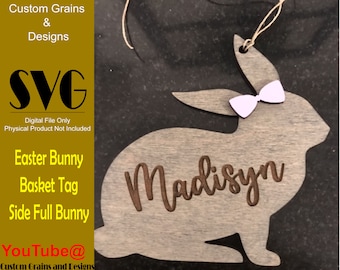 Easter Bunny Basket Tag Side Bunny Boy Or Girl Bow SVG