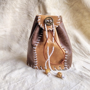 Steampunk Belt Bag, Real Leather belt purse with cog toggle and belt loop